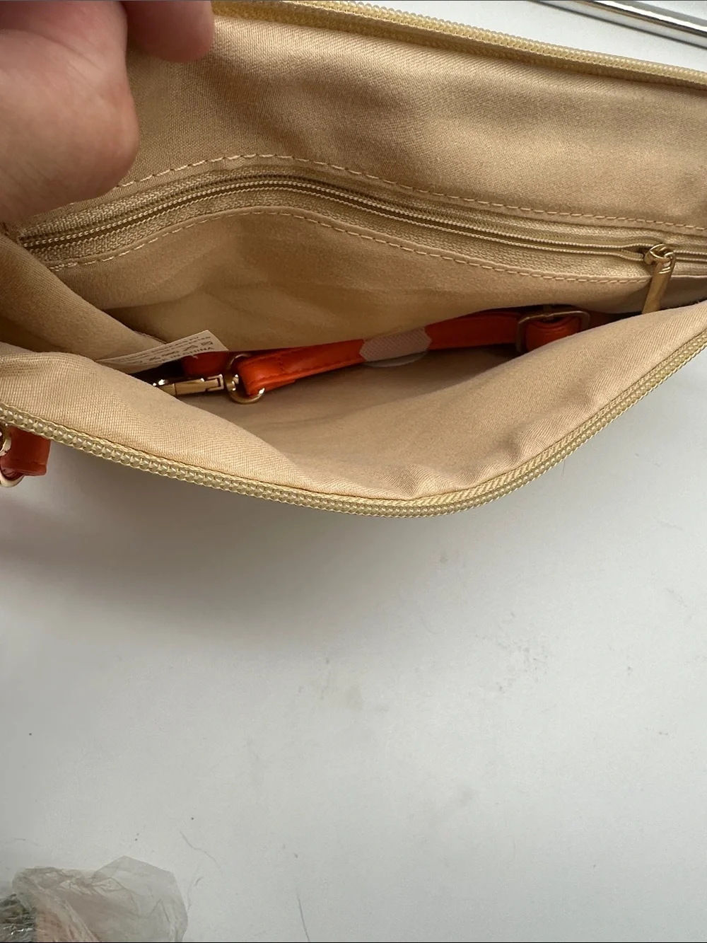 Handcrafted Orange Straw Clutch with Beaded Floral Accent